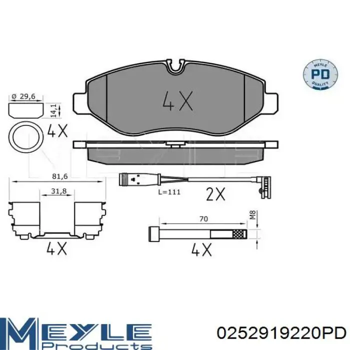 0252919220PD Meyle Klocki hamulcowe przednie tarczowe