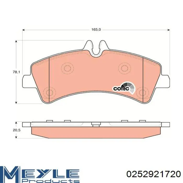 Okładziny (klocki) do hamulców tarczowych tylne Meyle 0252921720 cena, od 27,49 USD