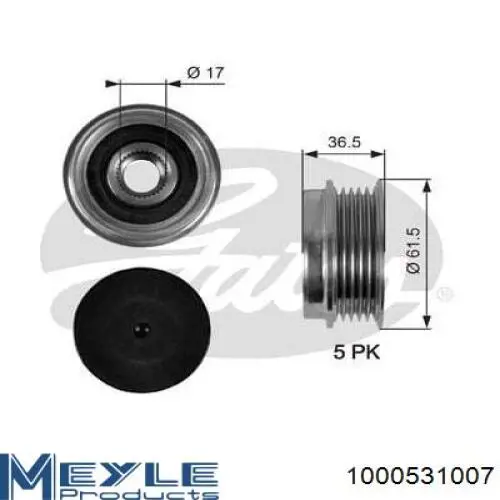 100 053 1007 Meyle koło pasowe alternatora