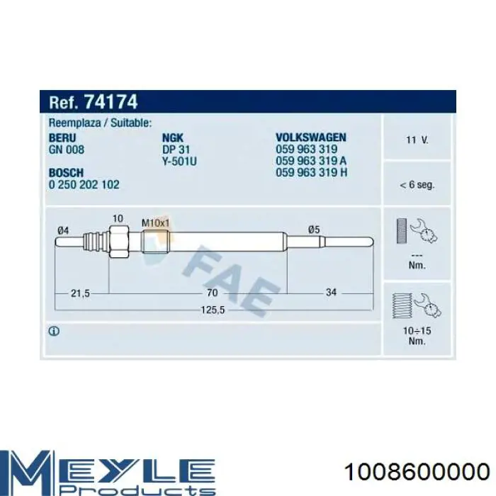 Świeca żarowa 22439AA020 Subaru