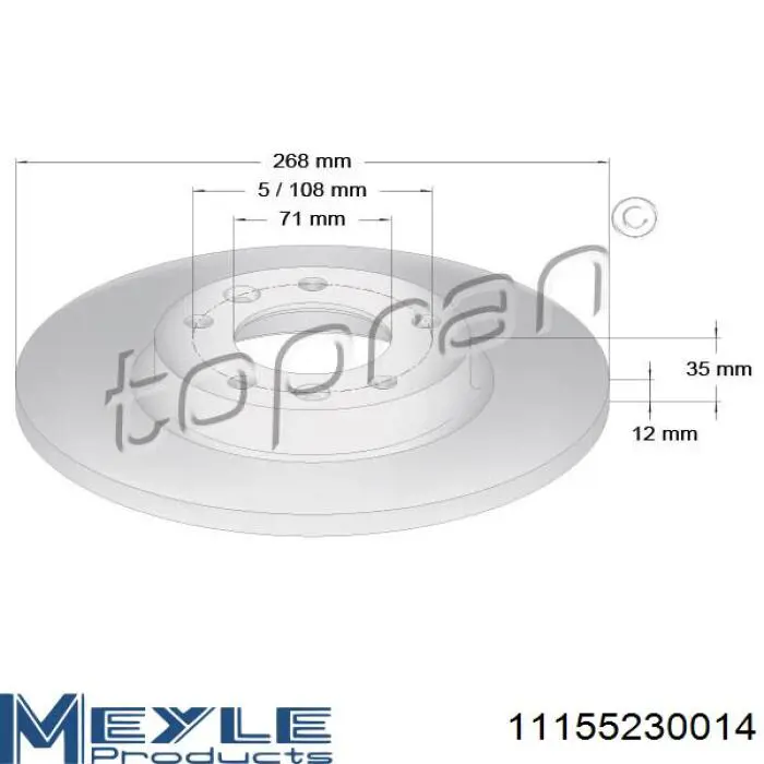 Do koszyka SU001A8514 Toyota Tarcza hamulcowa tylna