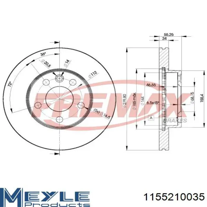 Tarcza hamulcowa przednia Meyle 1155210035 cena, od 48,49 USD
