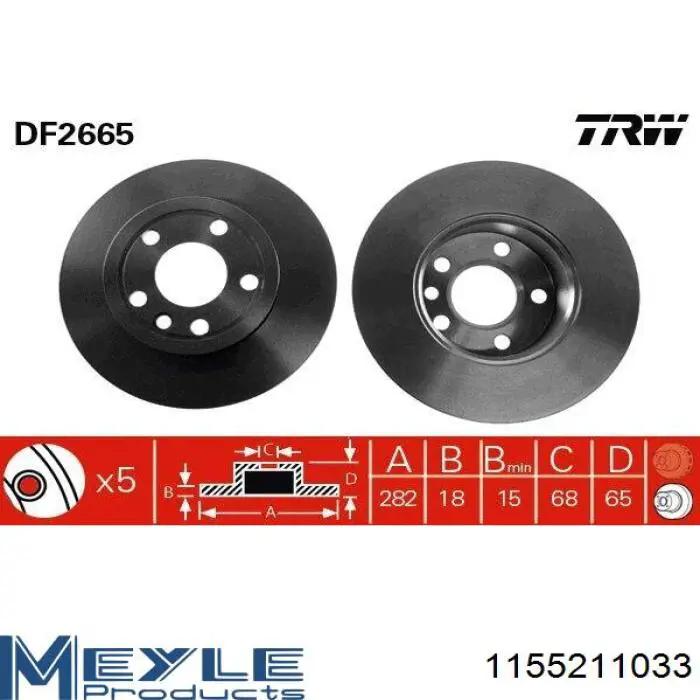 Do koszyka 1155211033 Meyle Tarcza hamulcowa przednia