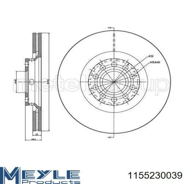 Tarcza hamulcowa przednia Meyle 1155230039 cena, od 59,13 USD