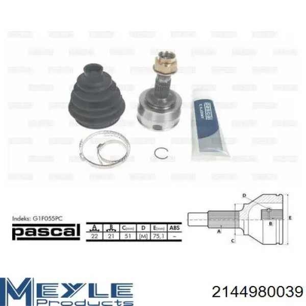 Do koszyka 2144980039 Meyle Przegub homokinetyczny przedni zewnętrzny