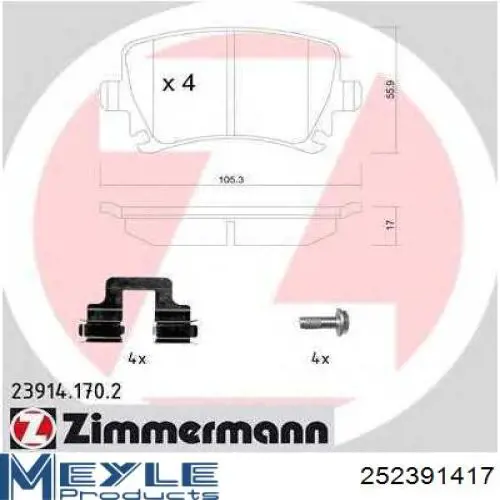 Okładziny (klocki) do hamulców tarczowych tylne Meyle 252391417 cena, od 23,06 USD