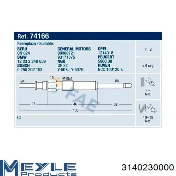 Do koszyka 3140230000 Meyle Świeca żarowa