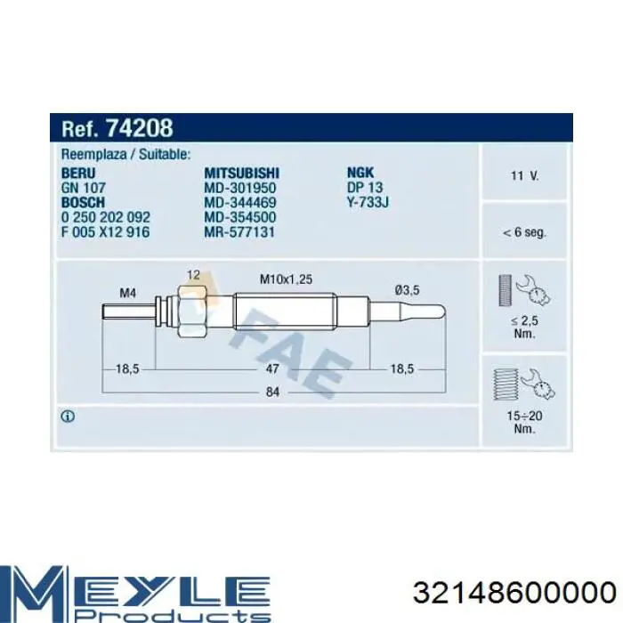 Świeca żarowa 11721211 Iskra