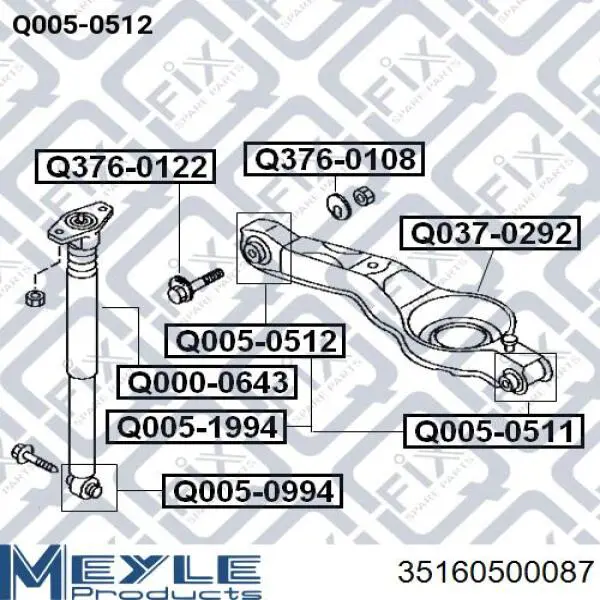 Wahacz zawieszenia tylnego dolny lewy/prawy Meyle 35160500087 cena, od 66,05 USD