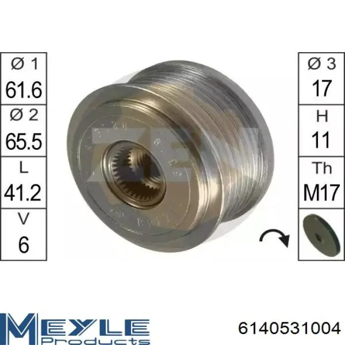 Do koszyka 6140531004 Meyle Koło pasowe alternatora