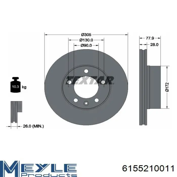 615 521 0011 Meyle tarcza hamulcowa przednia