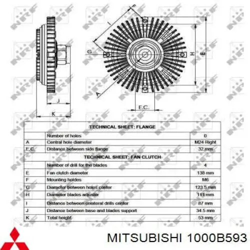 1000B593 Mitsubishi Zestaw uszczelek silnika pełny