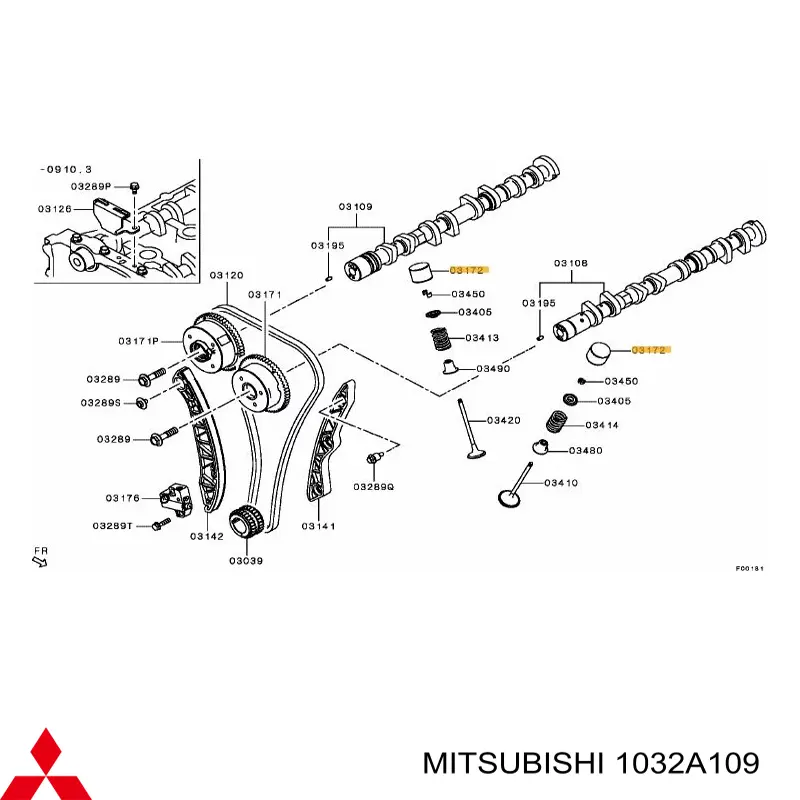 1032A109 Mitsubishi Kompensator hydrauliczny (popychacz hydrauliczny), popychacz zaworu