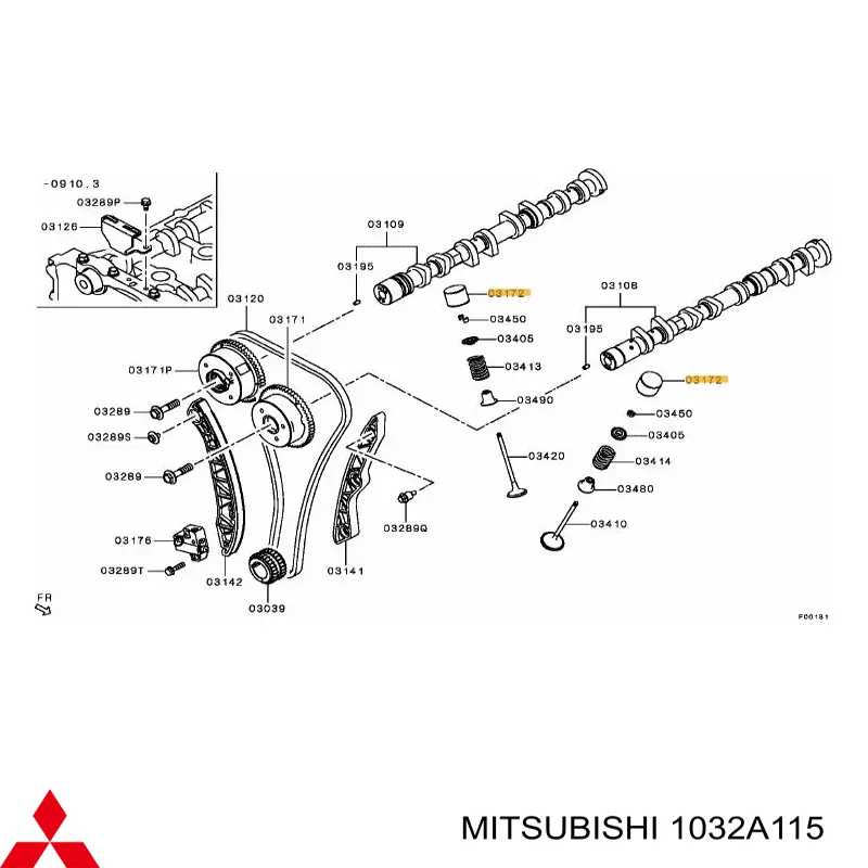 1032A115 Mitsubishi Kompensator hydrauliczny (popychacz hydrauliczny), popychacz zaworu