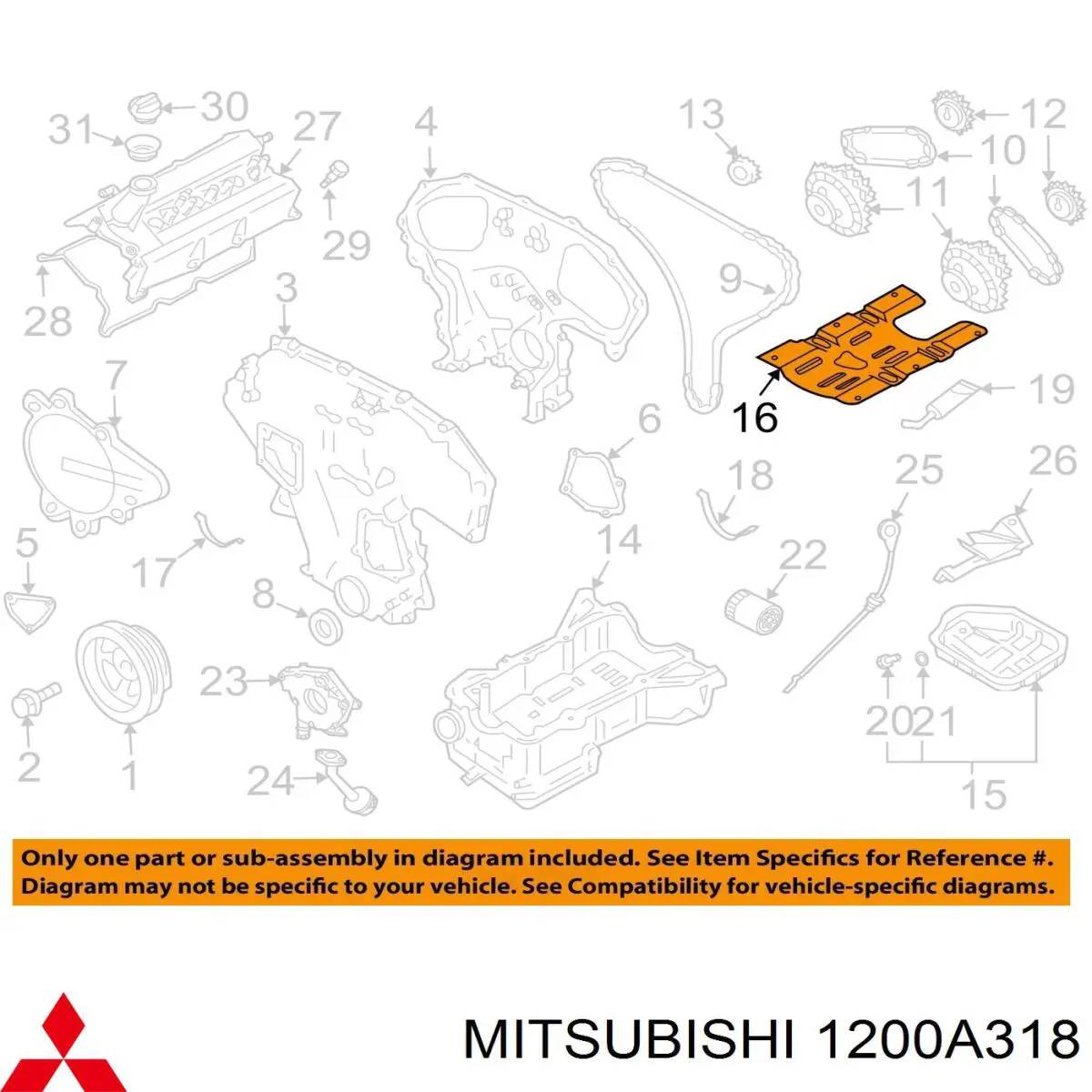 1200A318 Mitsubishi Miska olejowa silnika, dolna część