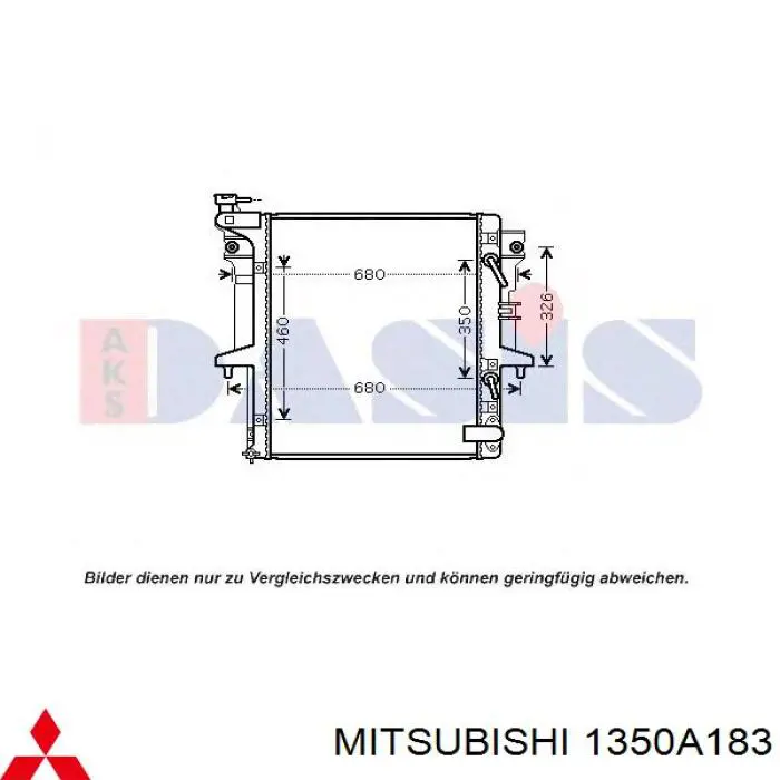Chłodnica silnika Mitsubishi 1350A183 cena, od 146,83 USD