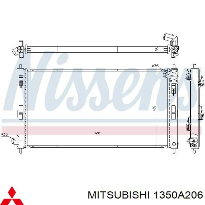 Do koszyka 1350A206 Mitsubishi Chłodnica silnika
