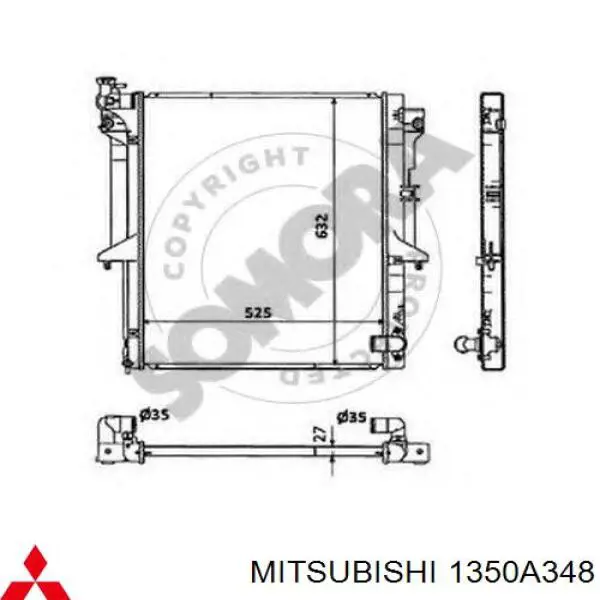 1350A348 Mitsubishi Chłodnica silnika