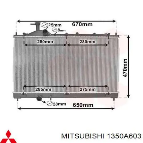 Chłodnica silnika Mitsubishi 1350A603 cena, od 157,42 USD