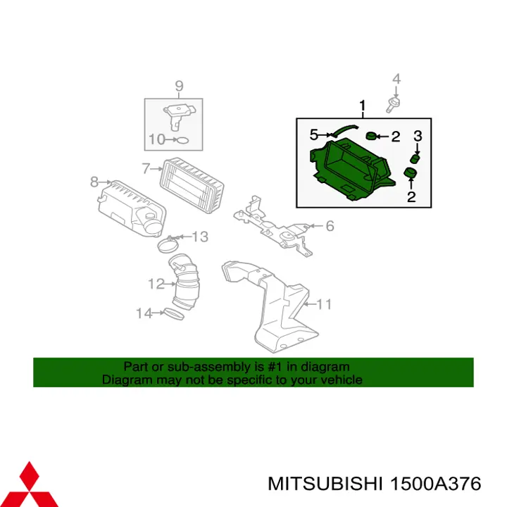Obudowa filtra powietrza dolna część Mitsubishi 1500A376 cena, od 75,32 USD