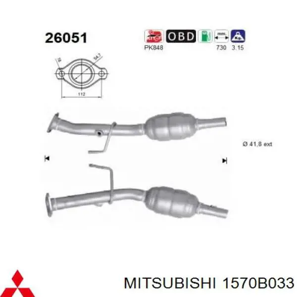 1570B033 Mitsubishi Konwerter-katalizator