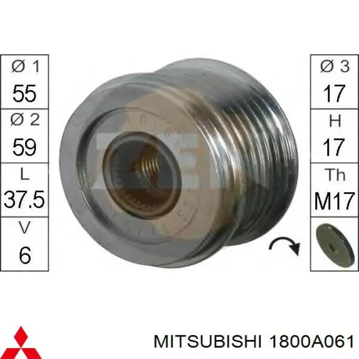 Do koszyka 1800A061 Mitsubishi Koło pasowe alternatora