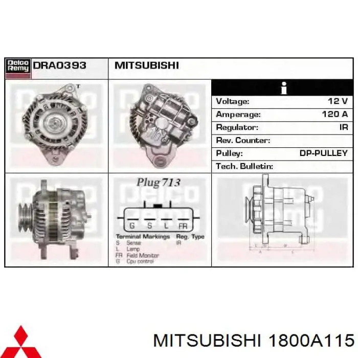 Alternator Mitsubishi A3TG4679 cena, od 228,38 USD