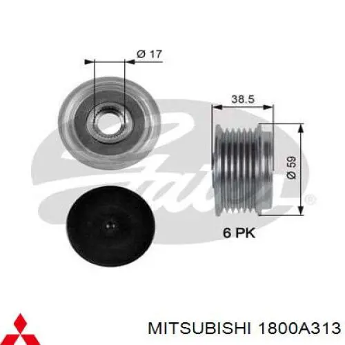 1800A313 Mitsubishi Koło pasowe alternatora