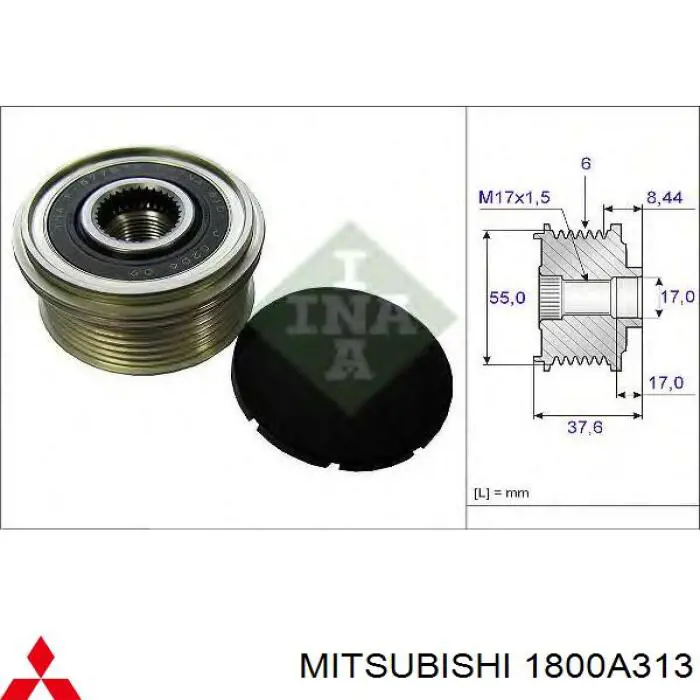 Koło pasowe alternatora Mitsubishi 1800A313 cena, od 44,81 USD
