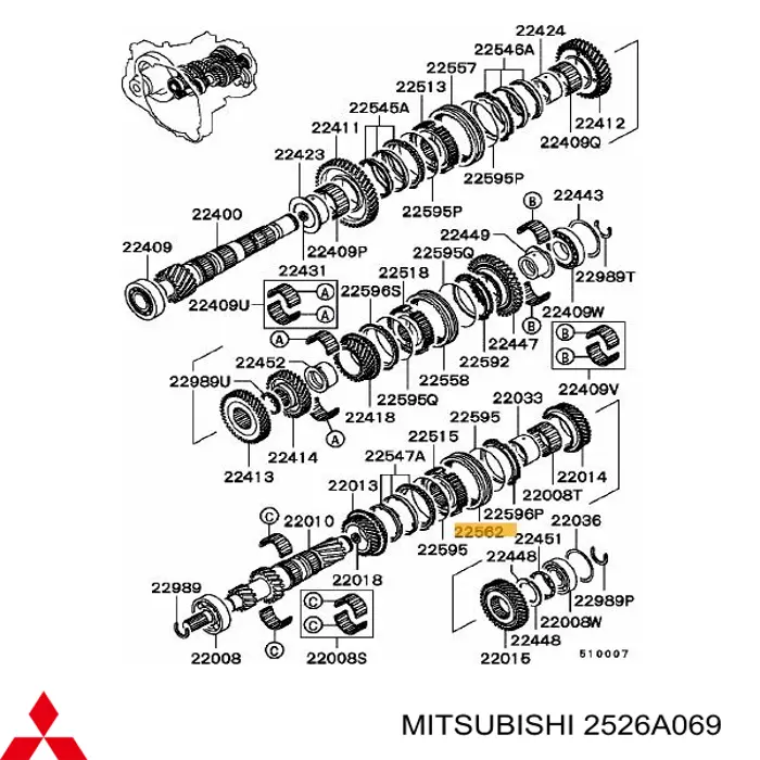 2526A069 Mitsubishi Sprzęgło synchronizatora, obejma zewnętrzna 3/4 biegu
