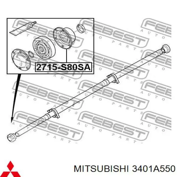 Wał Cardana, do mostu przedniego Mitsubishi 3401A550 cena, od 180,31 USD