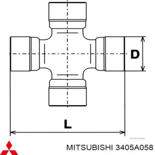 Krzyżak wału Cardana tylnego Mitsubishi 3405A058 cena, od 22,60 USD
