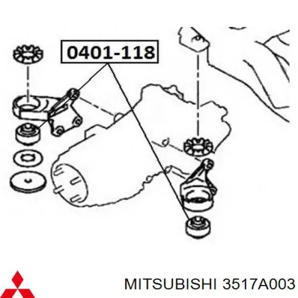 3517A003 Mitsubishi Silentblock trawersu do mocowania przedniego reduktora przedni