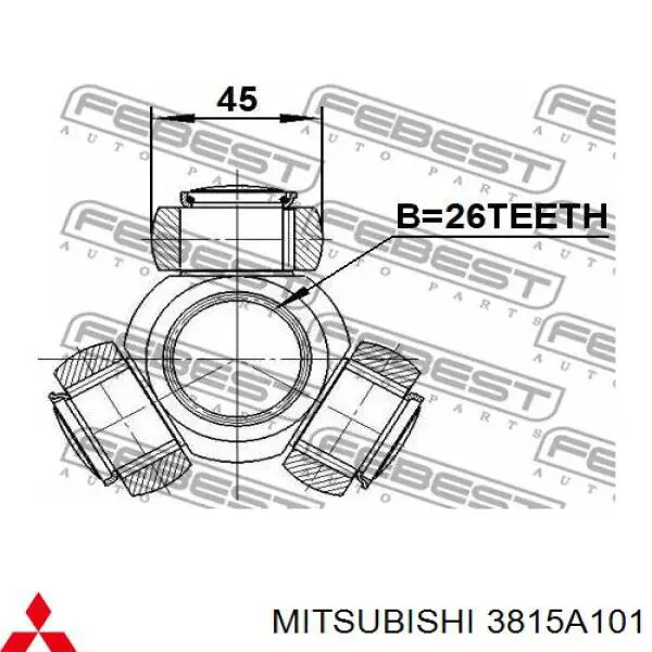 Przegub homokinetyczny wewnętrzny przedni lewy Mitsubishi 3815A101 cena, od 119,67 USD