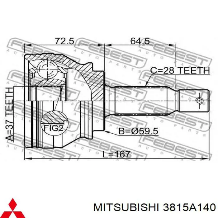 Do koszyka 3815A140 Mitsubishi Półoś napędowa przednia prawa