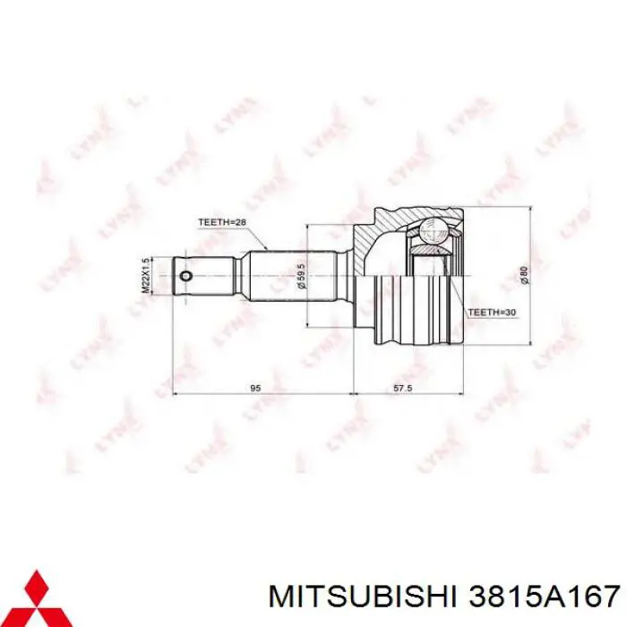 3815A167 Mitsubishi Półoś napędowa przednia lewa