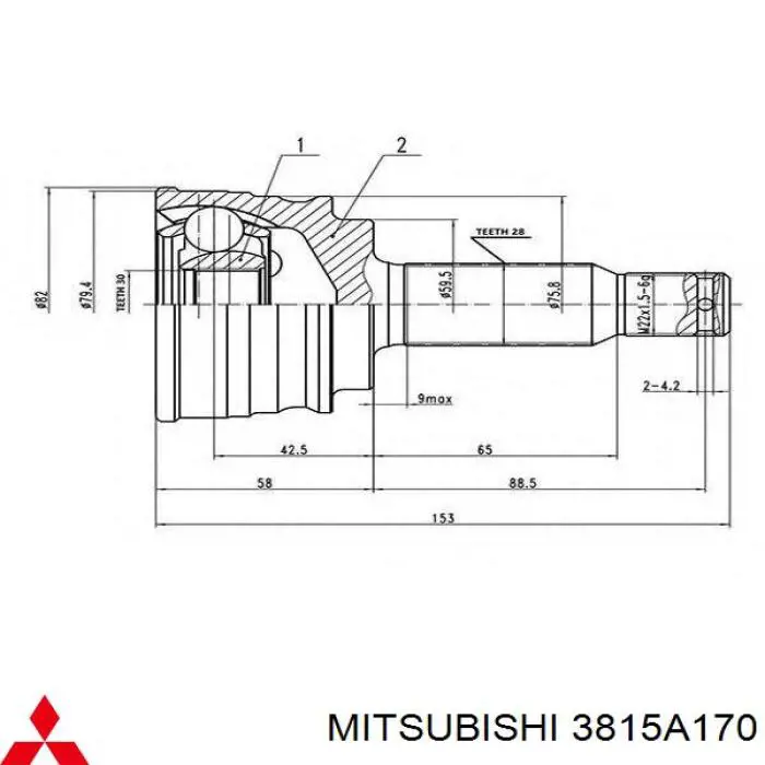 3815A170 Mitsubishi Półoś napędowa przednia prawa