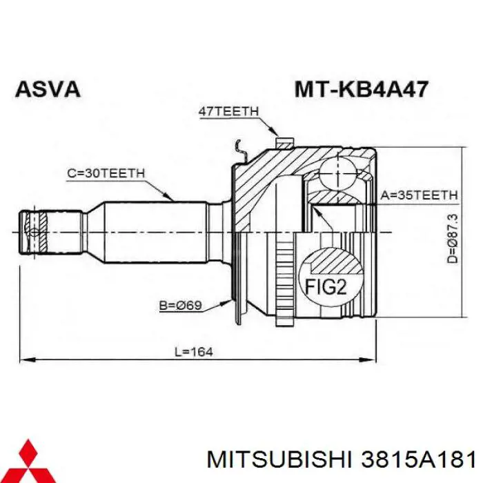 3815A181 Mitsubishi Przegub homokinetyczny przedni zewnętrzny
