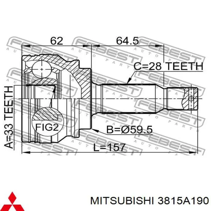 3815A190 Mitsubishi Półoś napędowa przednia prawa