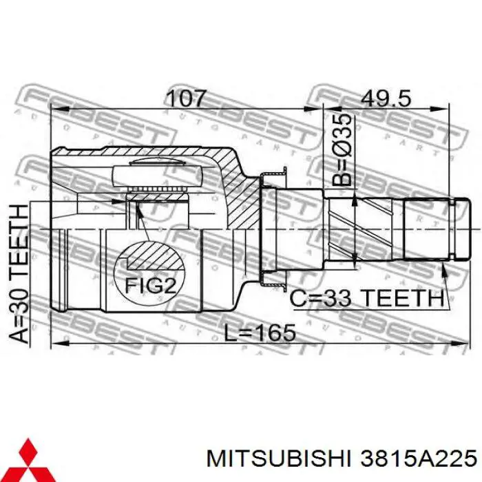 Do koszyka 3815A225 Mitsubishi Przegub homokinetyczny przedni wewnętrzny