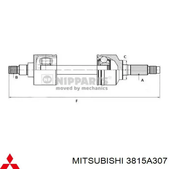 Do koszyka 3815A307 Mitsubishi Półoś napędowa przednia lewa