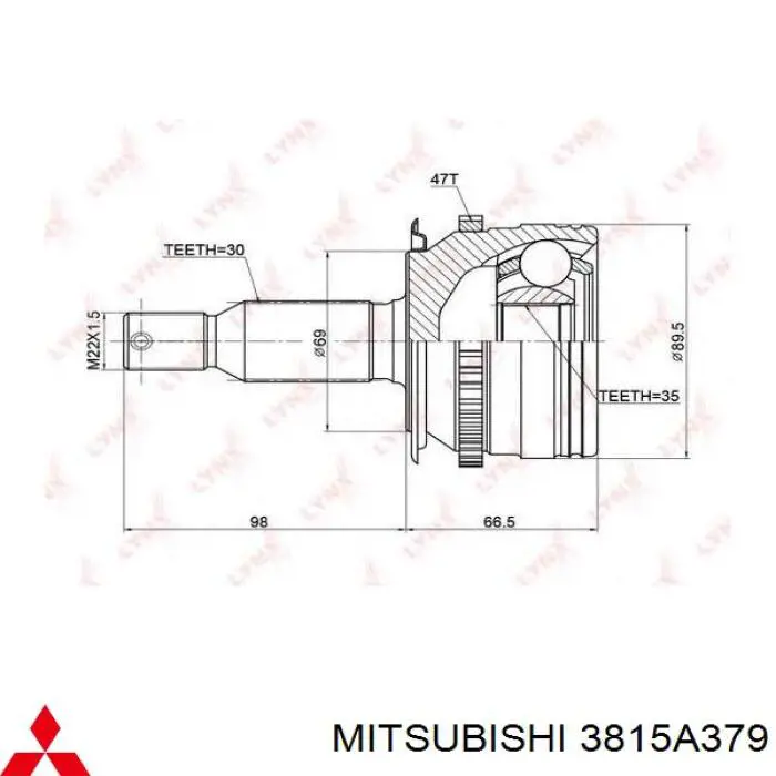 3815A379 Mitsubishi Półoś napędowa przednia lewa