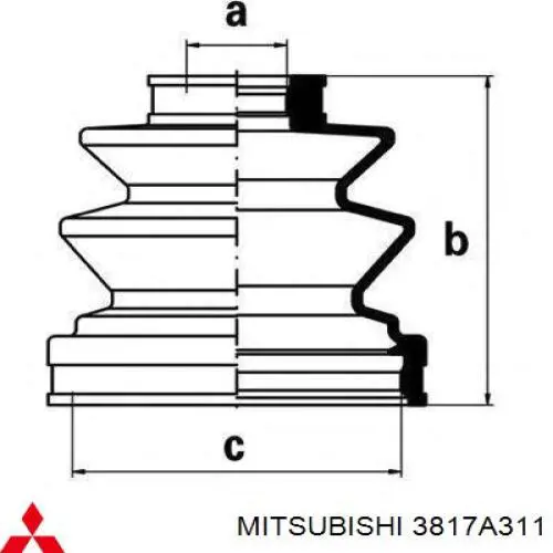 Osłona przegubu homokinetycznego półosi przedniej wewnętrzna Mitsubishi 3817A311 cena, od 9,60 USD