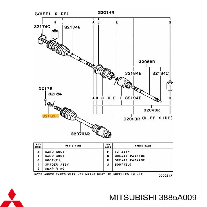 3885A009 Mitsubishi Nakrętka piasty przedniej