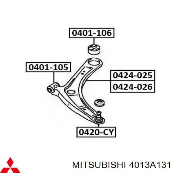 Do koszyka 4013A131 Mitsubishi Wahacz zawieszenia przedniego dolny lewy