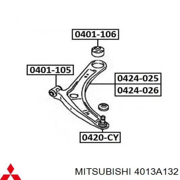 Wahacz zawieszenia przedniego dolny prawy Mitsubishi 4013A132 cena, od 93,42 USD
