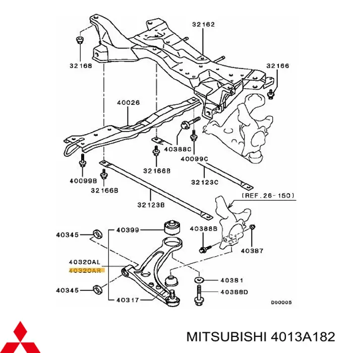 4013A182 Mitsubishi Wahacz zawieszenia przedniego dolny prawy