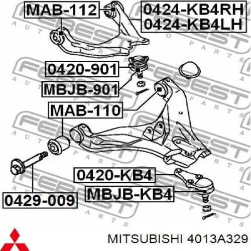 Do koszyka 4013A329 Mitsubishi Wahacz zawieszenia przedniego dolny lewy