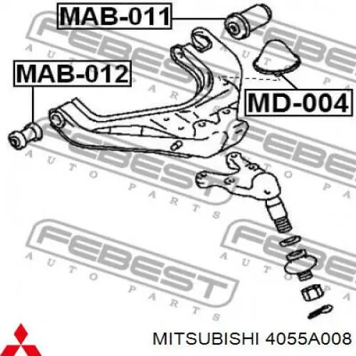 Do koszyka 4055A008 Mitsubishi Odbój wachacza przedniego dolnego