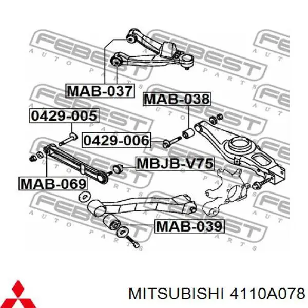 4110A078 Mitsubishi wahacz zawieszenia tylnego górny prawy